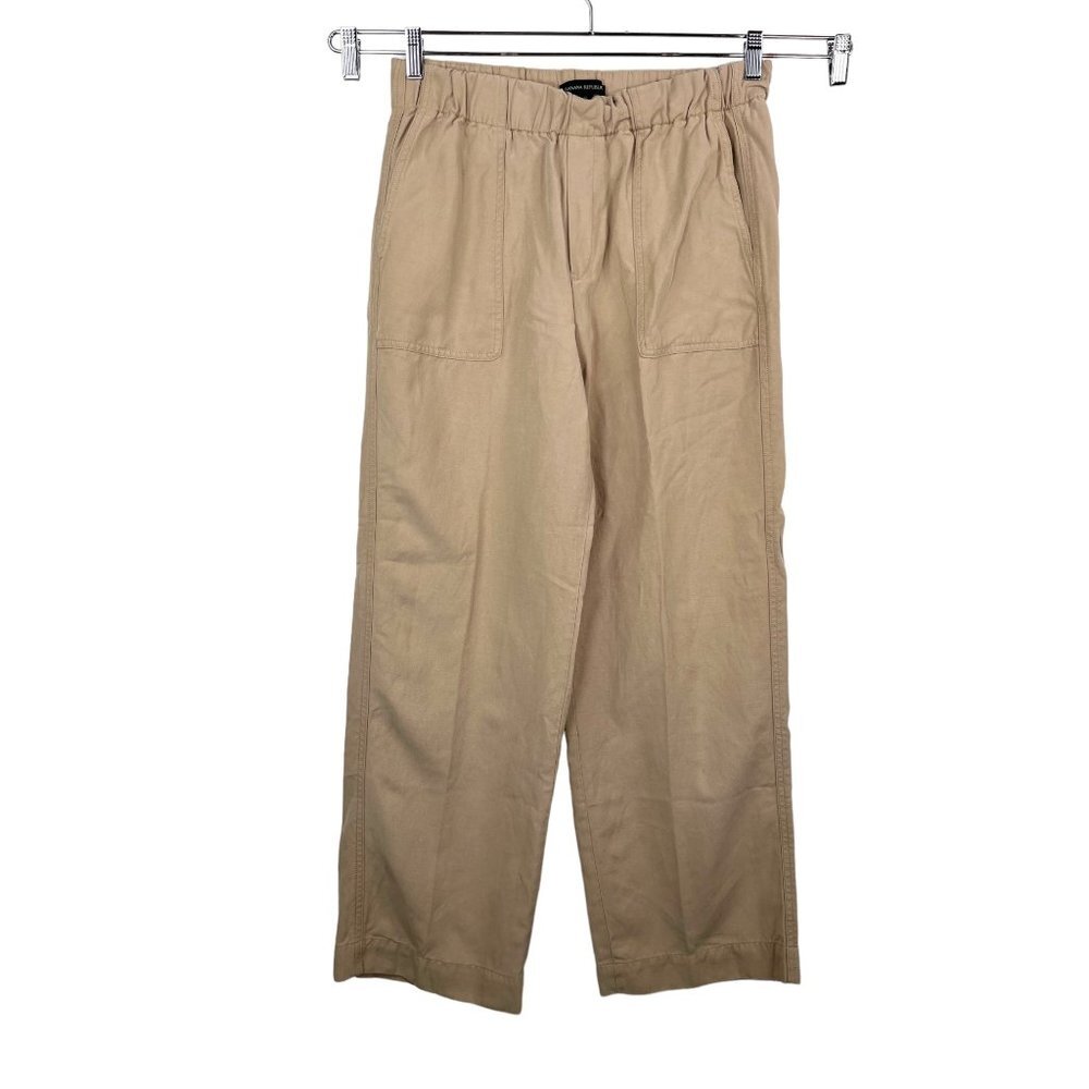 Banana Republic WOMEN PULL ON‎ Loose Pants M $110 linen blend sz M Tan